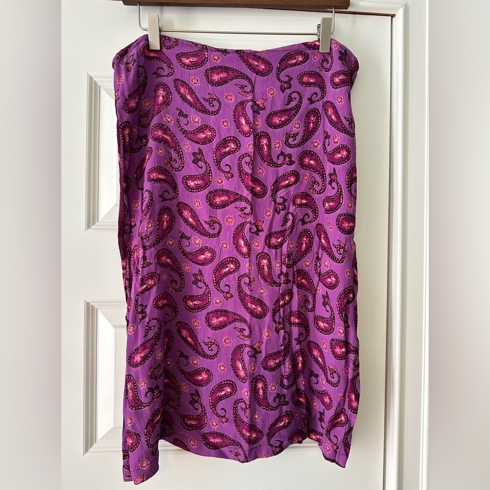 VTG Angie 90s Y2K Midi Womens M Skirt Embellished Beaded Side Slits Paisley Tie - Picture 2 of 5